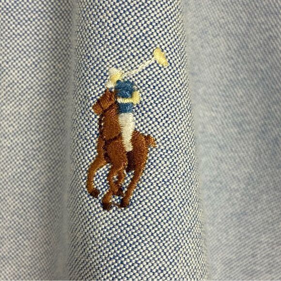 Ralph Lauren Classic Fit Blue Chambray Shirt‎ Button Down Business Casual 16.5 - Picture 7 of 11